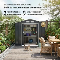 Outsunny 7 x 4ft Weatherproof Shed, Outdoor Bike Storage Shed with Ventilation Slots, Foundation Kit and Lockable Double Doors, Dark Grey(m-4)