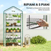 Outsunny Serra a Casetta a 5 Livelli con Ingresso Avvolgibile, in Acciaio e Polietilene, 90x49x193 cm, Trasparente(m-5)
