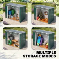 Outsunny 6.5 x 4FT Galvanised Metal Shed with Foundation Kit, Lockable Tool Garden Shed with Double Sliding Doors, Vents, Green(m-8)