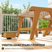 Outsunny Gartensessel mit Hocker 2-teilig Akazienholz Outdoor Loungesessel mit Rattan-Sitz Boho-Stil verstellbare Füße(m-7)