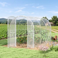 Outsunny Polytunnel Greenhouse Walk-in Grow House with PE Cover, Door and Galvanised Steel Frame, 3 x 2 x 2m, Clear(m-8)