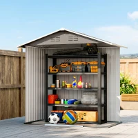 Outsunny 6.5 x 3.5ft Metal Garden Storage Shed - Light Grey(m-9)