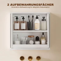 HOMCOM Badezimmerschrank, Spiegelschrank mit 2 Spiegeln, 2 Regale, 48 cm x 14,5 cm x 45 cm, Weiß(m-4)