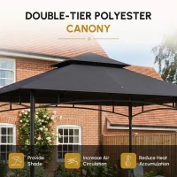Outsunny 150 x 240cm BBQ Grill Gazebo, with Shelves - Grey(m-4)