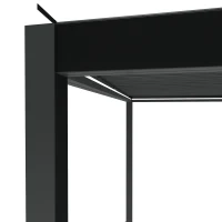 Outsunny 3 x 3(m) Electric Louvered Pergola with LED Lights, Aluminium Pergola Hardtop Gazebo with Remote, Adjustable Roof and Drainage System, Water and UV Proof(m-9)