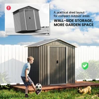 Outsunny 6.5 x 3.5ft Metal Garden Storage Shed - Light Grey(m-8)