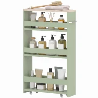 kleankin Carrito de Almacenamiento de 3 Niveles con Ruedas y Asa 48x15x80 cm Verde(m-11)