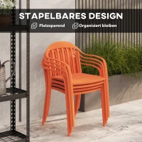 Outsunny Weerbestendige Tuinstoelenset van 4 Kunststof Stapelstoelen met Armleuning en Rugleuning Tot 120 kg Belastbaar(m-5)