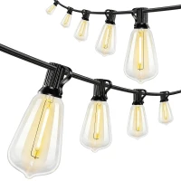 HOMCOM Ghirlandă Luminoasă de Exterior cu 50 de Luminite LED IP44, din PET și Plastic, 18x0.38x0.09 m, Negru și Transparent(m-1)