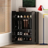 HOMCOM Meuble à chaussures 20 paires armoire à chaussures à haute brillance 5 niveaux étagères réglables 72x34,5x103cm noir(m-9)
