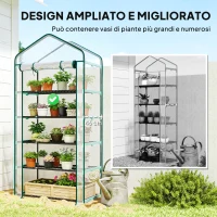 Outsunny Serra a Casetta a 5 Livelli con Ingresso Avvolgibile, in Acciaio e Polietilene, 90x49x193 cm, Trasparente(m-4)