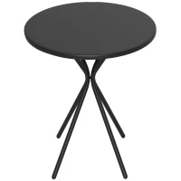 Outsunny Bistrotisch Ø60 x 70 cm, Wetterfest Balkontisch aus Stahl, Runder Esstisch mit Fußpolster Schwarz(m-1)