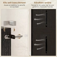 HOMCOM Meuble à chaussures 20 paires armoire à chaussures à haute brillance 5 niveaux étagères réglables 72x34,5x103cm noir(m-7)
