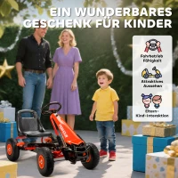 AIYAPLAY Pedal-Gokart für Kinder, höhenverstellbarer Sitz, EVA-Räder, Bremse, Kupplung, 3-8 Jahre, Rot(m-8)
