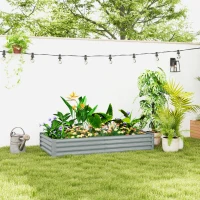 Outsunny Verhoogd Staal Tuinbed, Weerbestendig Plantenbed met Anti-Snijrand,(m-2)