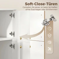 HOMCOM Nowoczesny sideboard, bufet 105,4 cm z 4 drzwiami Soft-Close i metalowymi nóżkami, do jadalni i kuchni, kremowo-biały(m-5)