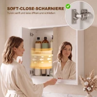 HOMCOM Badezimmerschrank, Spiegelschrank mit 2 Spiegeln, 2 Regale, 48 cm x 14,5 cm x 45 cm, Weiß(m-7)