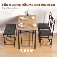 HOMCOM 4-delig eethoekset, industriële keukentafel met 2 stoelen en bank voor 4 personen, gestoffeerde PU-lederen zitplaatsen, bruin(m-5)