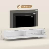 HOMCOM Mobile TV sospeso per TV fino 183 cm con 2 ante ribaltabili, 140x25x22 cm, bianco(m-3)