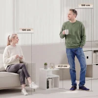 HOMCOM Table d'Appoint, Table Basse Moderne 3 Niveaux avec Étagères Ouvertes, pour Salon, Chambre ou Bureau, Blanc(m-4)