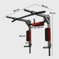 SPORTNOW Wand-Klimmzugstange, 2-in-1 Profi-Klimmzug- und Dipstation für das Heimtraining, bis 200 kg, Rot(m-3)