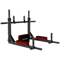 SPORTNOW Wand-Klimmzugstange, 2-in-1 Profi-Klimmzug- und Dipstation für das Heimtraining, bis 200 kg, Rot(m-11)