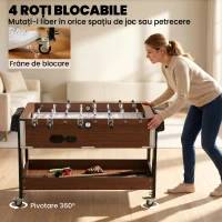 SPORTNOW Masă 3 în 1: Air Hockey, Biliard, Fotbal de masă, Roți blocabile, Poliță(m-5)