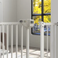 PawHut Huisdierveiligheidshek voor Deuren, Absperrgitter, Veiligheidshek voor Huisdieren, Metaal, Kunststof, 74-80/87-94 cm, Wit(m-9)