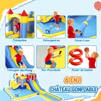 AIYAPLAY Château gonflable avec soufflerie parc aquatique toboggans, trampoline, mur d'escalade, canon, panier de basket(m-4)