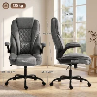 HOMCOM Office Chair, Ergonomic Desk Chair with Flip-up Armrest, Pocket Springs, Swivel Wheels, Adjustable Height, Grey(m-3)
