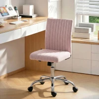 HOMCOM Chaise de bureau sans accoudoirs, fauteuil de bureau, hauteur réglable et pivotant 360°, 43 x 56 x 89-99 cm, rose(m-8)