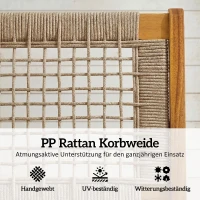 Outsunny Gartensessel mit Hocker 2-teilig Akazienholz Outdoor Loungesessel mit Rattan-Sitz Boho-Stil verstellbare Füße(m-5)