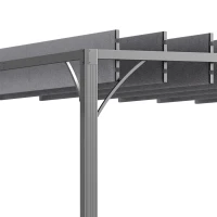 Outsunny Cenador de Jardín 3x3 m con Diseño de Lamas Superior Giratorio hasta 135° Protección UV 50+ y Marco de Aluminio Gris(m-7)