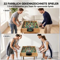 SPORTNOW Tischkicker Kickertisch inkl 22 Kicker 2 Bälle Rutschfest Griffe Punktezähler Schräge Beine 121x87x77cm Naturholz(m-5)