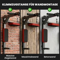 SPORTNOW Wand-Klimmzugstange, 2-in-1 Profi-Klimmzug- und Dipstation für das Heimtraining, bis 200 kg, Rot(m-4)