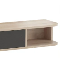 HOMCOM Móvel de TV suspenso, móvel para televisores até 152,4 cm, gaveta basculante 2 prateleiras 140x24x16cm madeira natural(m-9)