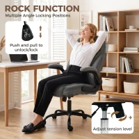 HOMCOM Office Chair, Ergonomic Desk Chair with Flip-up Armrest, Pocket Springs, Swivel Wheels, Adjustable Height, Grey(m-7)