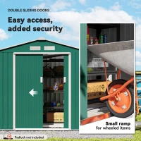 Outsunny 7 x 4ft Metal Garden Shed, Outdoor Storage Tool House with Ventilation Slots, Foundation Kit and Lockable Double Doors, Green(m-5)