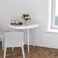 HOMCOM Folding Dining Table for 4, Round Drop Leaf Table, Modern Space Saving Small Kitchen Table with Wood Legs for Dining Room, White(m-7)