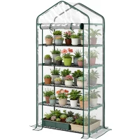 Outsunny Serra a Casetta a 5 Livelli con Ingresso Avvolgibile, in Acciaio e Polietilene, 90x49x193 cm, Trasparente(m-11)