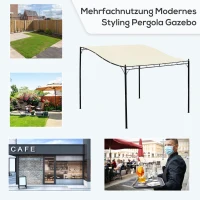 Outsunny Pergola tuinpergola 297x297 cm, Metaal overkapping voor tuin, Creme(m-4)