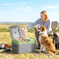 Outsunny Glacière électrique portable 12L, réfrigérateur de voiture portable congélateur et réfrigérateur 12/24V gris(m-8)