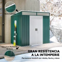 Outsunny 6.5 x 4FT Galvanised Metal Shed with Foundation Kit, Lockable Tool Garden Shed with Double Sliding Doors, Vents, Green(m-6)