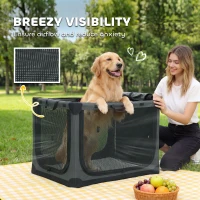 PawHut Soft Dog Crate Pet Travel Crate 90 x 64 x 64 cm with Removable Pad Mesh Window Army Green(m-6)