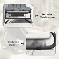 Outsunny Loungesessel Outdoor Balkonsessel mit Hocker 13 cm dicker Auflage rutschfesten Füßen Dunkelgrau(m-7)