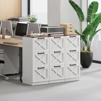 HOMCOM Bürocontainer mit 3 Schubladen, Hängemappen für Letter/A4, Landhausstil, 40x40x101cm, Weiß(m-5)
