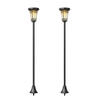 Outsunny Solar Laterne 2er-Set Stehleuchte 180cm Höhenverstellbar mit 2 Helligkeitsmodi Lichtsensor Schalter, IP44(m-11)