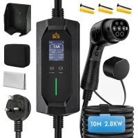 HOMCOM EV Charger Type 2 to 3 Pin Plug, 10 m, 2.8 kW, 6-13 A, Electric Car Charger Type 2 Charging Cable w/ 1-12 h Time Delay(m-15)