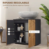 kleankin Mobile Sottolavabo Bagno per Piedistallo con Armadietto 2 Ante, 60x30x60cm, Rovere(m-5)