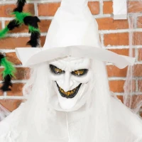 Outsunny 189 cm Weiße Hexe mit Kürbiskopf, lebensgroße Halloween-Außendekoration(m-7)